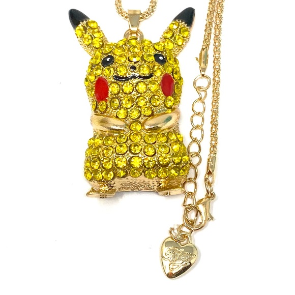 Betsey Johnson Pikachu Cristal Yellow Patent Necklace. - Picture 7 of 8
